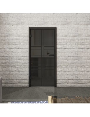 Ganzglastür Loft Schwarzlack 14 Auf Grauglas