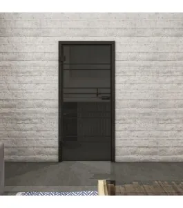 Ganzglastür Loft Schwarzlack 16 Auf Grauglas