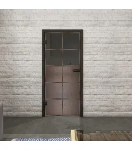 Ganzglastür Loft Rosteisen Genietet 17 Auf Grauglas