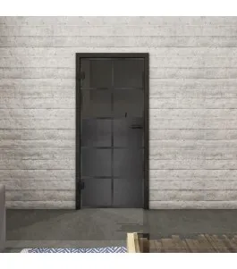 Ganzglastür Loft Schwarzeisen Genietet 17 Auf Grauglas