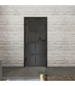 Ganzglastür Loft Schwarzeisen Genietet 18 Auf Grauglas