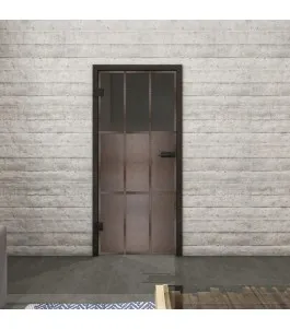 Ganzglastür Loft Rosteisen Genietet 22 Auf Grauglas