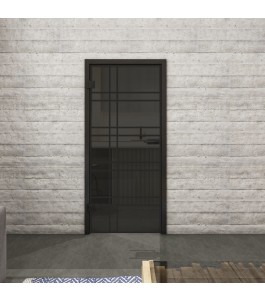 Ganzglastür Loft Schwarzlack 19 Auf Grauglas