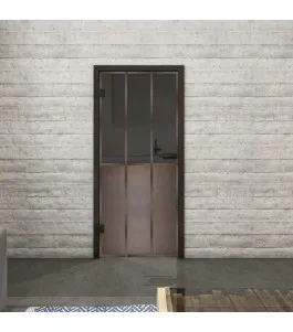 Ganzglastür Loft Rosteisen Genietet 24 Auf Grauglas