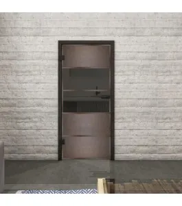 Ganzglastür Loft Rosteisen Genietet 25 Auf Grauglas