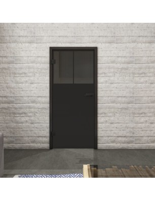 Ganzglastür Loft Schwarzlack 25 Auf Grauglas