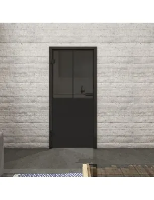 Ganzglastür Loft Schwarzlack 26 Auf Grauglas