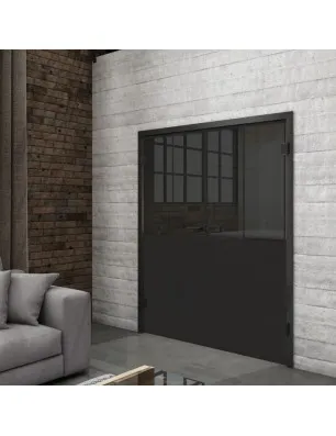 Ganzglastür Loft Schwarzlack 26 Auf Grauglas