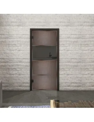 Ganzglastür Loft Rosteisen Genietet 26 Auf Grauglas