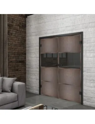 Ganzglastür Loft Rosteisen Genietet 26 Auf Grauglas