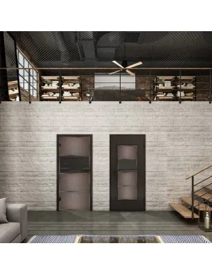 Ganzglastür Loft Rosteisen Genietet 26 Auf Grauglas