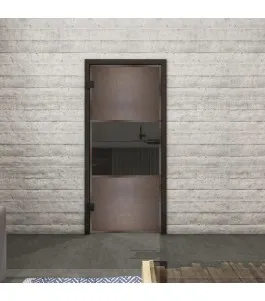 Ganzglastür Loft Rosteisen Genietet 27 Auf Grauglas