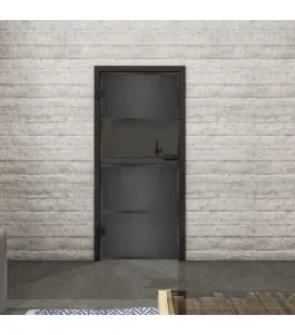 Ganzglastür Loft Schwarzeisen Genietet 26 Auf Grauglas