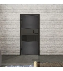 Ganzglastür Loft Schwarzeisen Genietet 27 Auf Grauglas