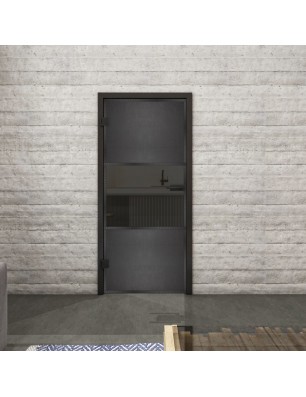 Ganzglastür Loft Schwarzeisen Genietet 27 Auf Grauglas