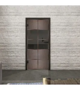 Ganzglastür Loft Rosteisen Genietet 28 Auf Grauglas