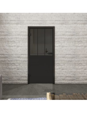 Ganzglastür Loft Schwarzlack 30 Auf Grauglas