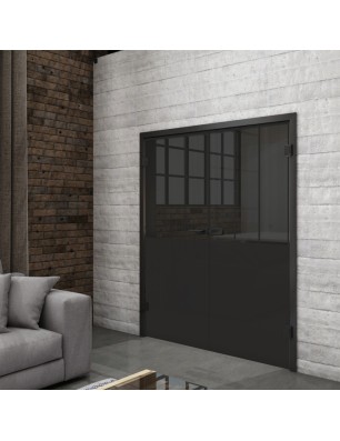 Ganzglastür Loft Schwarzlack 30 Auf Grauglas