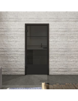 Ganzglastür Loft Schwarzlack 31 Auf Grauglas