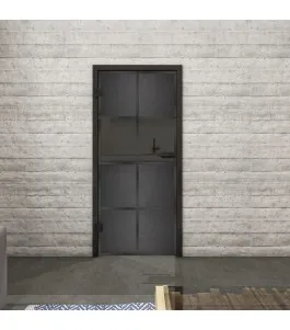 Ganzglastür Loft Schwarzeisen Genietet 29 Auf Grauglas