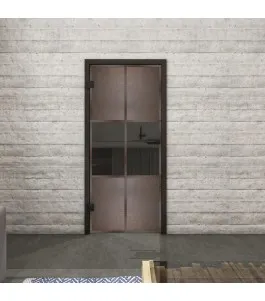 Ganzglastür Loft Rosteisen Genietet 30 Auf Grauglas