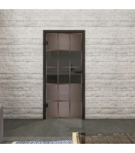 Ganzglastür Loft Rosteisen Genietet 31 Auf Grauglas