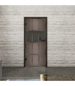 Ganzglastür Loft Rosteisen Genietet 32 Auf Grauglas