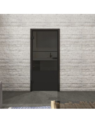 Ganzglastür Loft Schwarzlack 33 Auf Grauglas