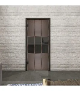 Ganzglastür Loft Rosteisen Genietet 33 Auf Grauglas