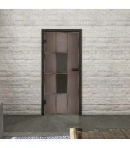 Ganzglastür Loft Rosteisen Genietet 35 Auf Grauglas