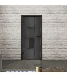 Ganzglastür Loft Schwarzeisen Genietet 35 Auf Grauglas