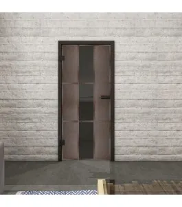 Ganzglastür Loft Rosteisen Genietet 36 Auf Grauglas