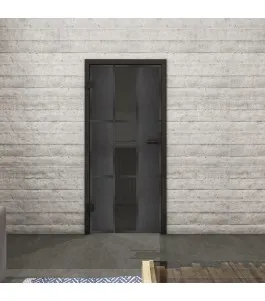 Ganzglastür Loft Schwarzeisen Genietet 36 Auf Grauglas