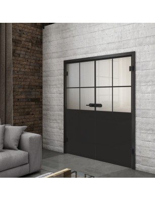 Ganzglastür Loft Schwarzlack 24 Blickdicht-modernes Zuhause