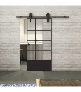 Glasschiebetür BARN-LINE Loft Schwarzlack 37 Auf Klarglas