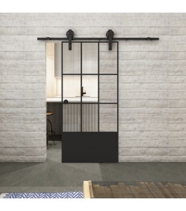 Glasschiebetür BARN-LINE Loft Schwarzlack 38 Auf Klarglas