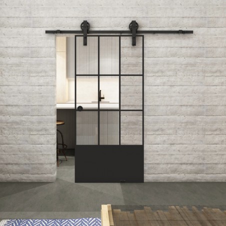 Glasschiebetür BARN-LINE Loft Schwarzlack 38 Auf Klarglas