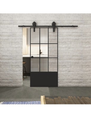 Glasschiebetür BARN-LINE Loft Schwarzlack 38 Auf Klarglas