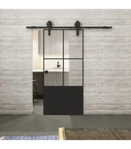 Glasschiebetür BARN-LINE Loft Schwarzlack 36 Auf Klarglas