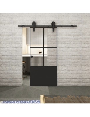 Glasschiebetür BARN-LINE Loft Schwarzlack 36 Auf Klarglas