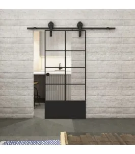 Glasschiebetür BARN-LINE Loft Schwarzlack 34 Auf Klarglas