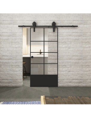 Glasschiebetür BARN-LINE Loft Schwarzlack 34 Auf Klarglas