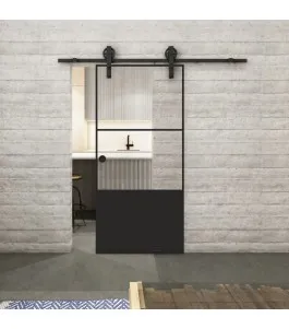 Glasschiebetür BARN-LINE Loft Schwarzlack 33 Auf Klarglas