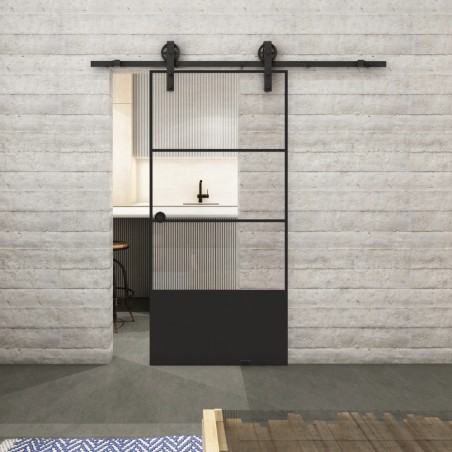 Glasschiebetür BARN-LINE Loft Schwarzlack 32 Auf Klarglas