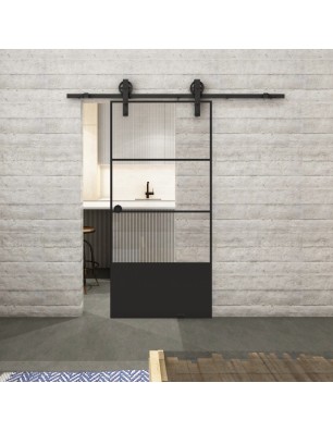 Glasschiebetür BARN-LINE Loft Schwarzlack 32 Auf Klarglas