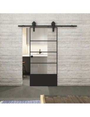Glasschiebetür BARN-LINE Loft Schwarzlack 31 Auf Klarglas
