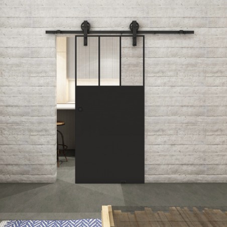 Glasschiebetür BARN-LINE Loft Schwarzlack 29 Auf Klarglas