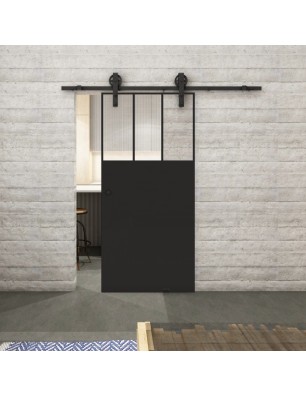 Glasschiebetür BARN-LINE Loft Schwarzlack 29 Auf Klarglas