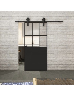 Glasschiebetür BARN-LINE Loft Schwarzlack 28 Auf Klarglas