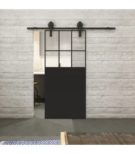 Glasschiebetür BARN-LINE Loft Schwarzlack 27 Auf Klarglas